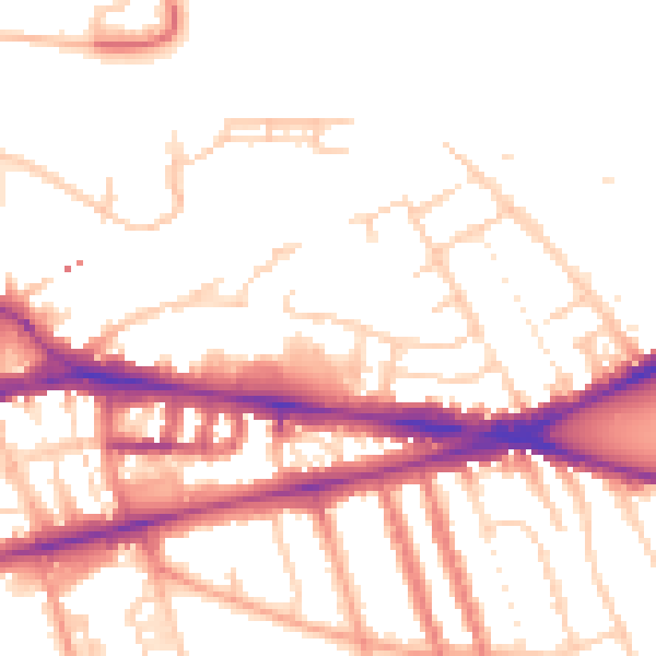 Daytime road noise heatmap for RG1 3JN