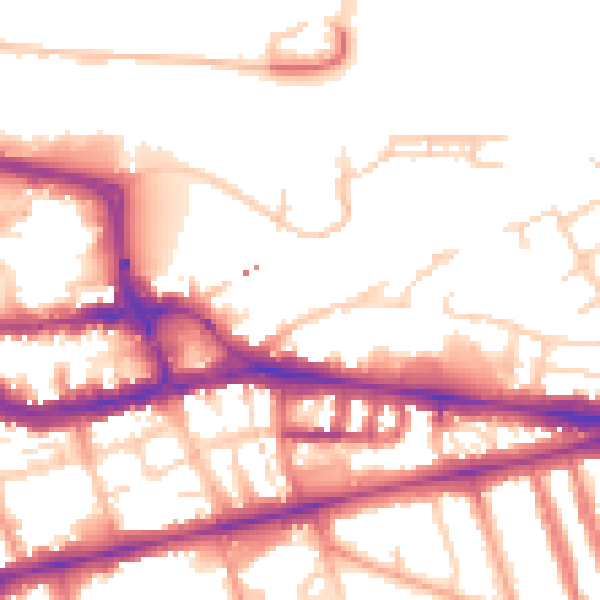 Daytime road noise heatmap for RG1 3JP