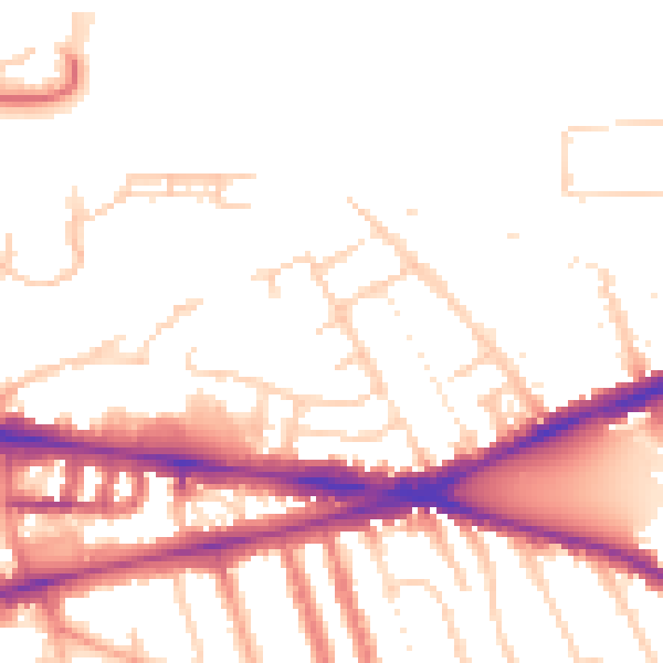Daytime road noise heatmap for RG1 3JX