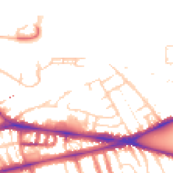 Daytime road noise heatmap for RG1 3LA