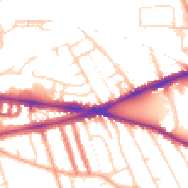 Daytime road noise heatmap for RG1 3LB