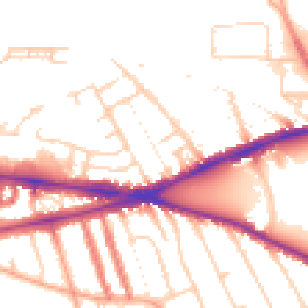 Daytime road noise heatmap for RG1 3LN