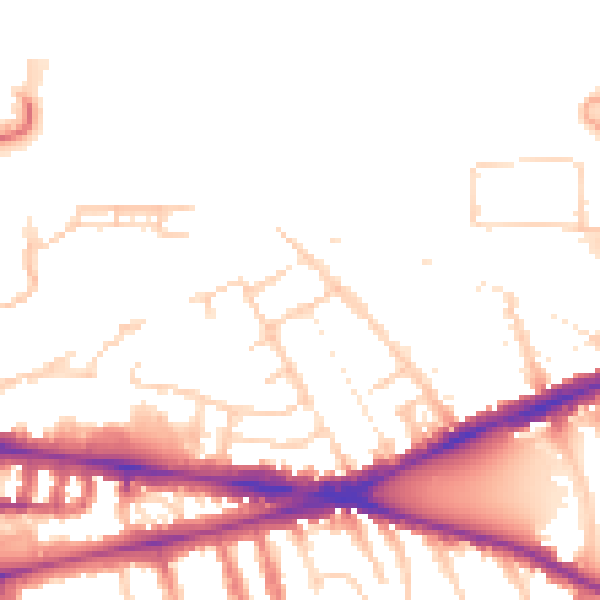 Daytime road noise heatmap for RG1 3LP