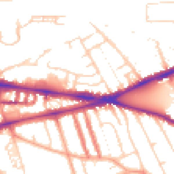 Daytime road noise heatmap for RG1 3LQ