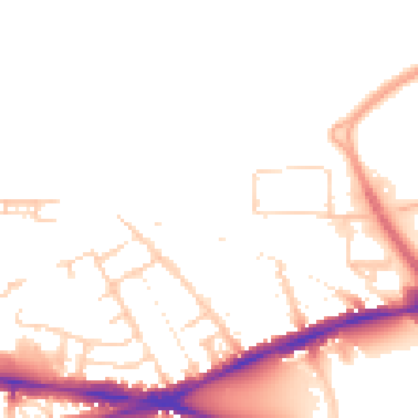 Daytime road noise heatmap for RG1 3LT
