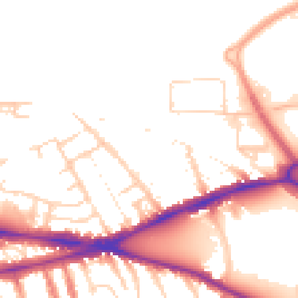 Daytime road noise heatmap for RG1 3ND