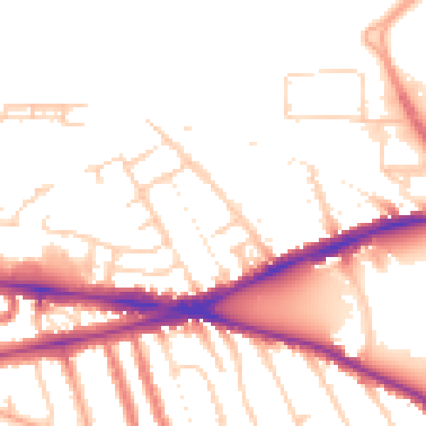 Daytime road noise heatmap for RG1 3NF