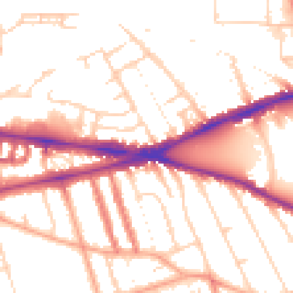 Daytime road noise heatmap for RG1 3NU