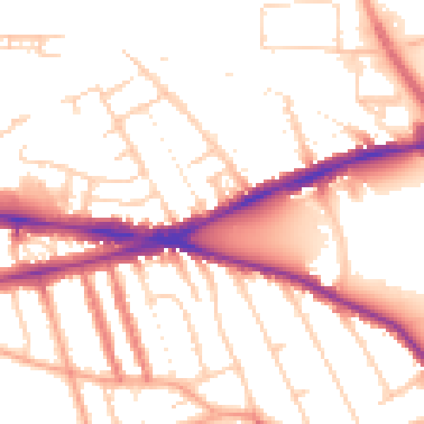 Daytime road noise heatmap for RG1 3NY