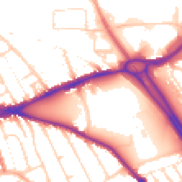 Daytime road noise heatmap for RG1 3QF