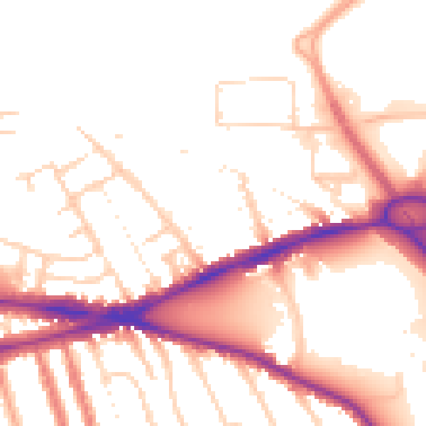 Daytime road noise heatmap for RG1 3QG
