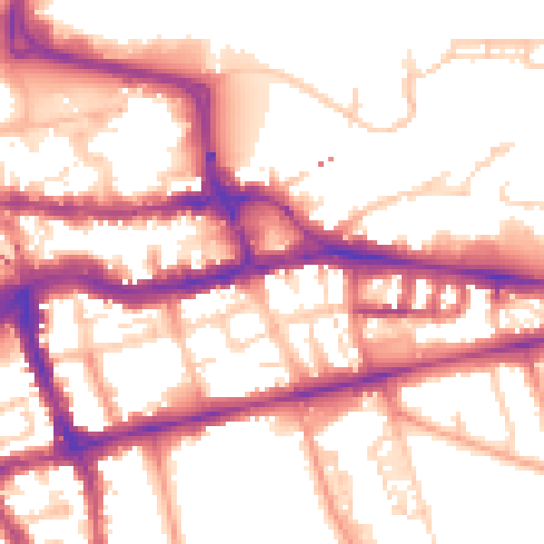 Daytime road noise heatmap for RG1 4BX