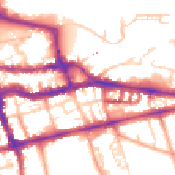 Daytime road noise heatmap for RG1 4DG