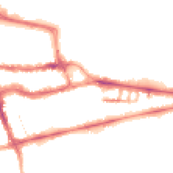 Night-time road noise heatmap for RG1 4DG