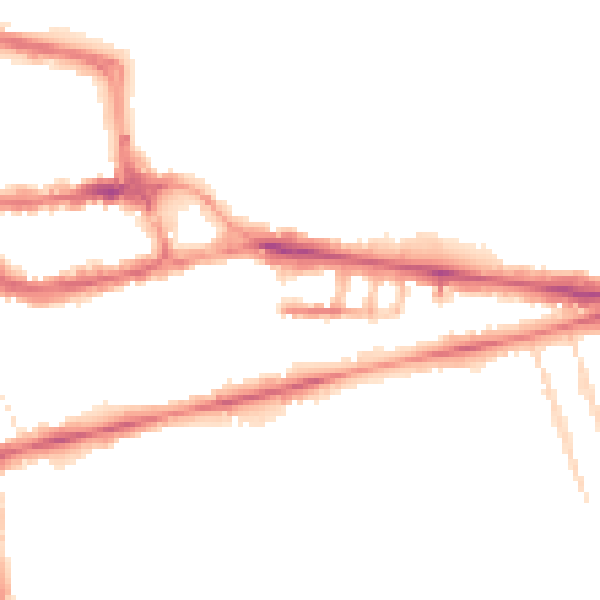 Night-time road noise heatmap for RG1 4DJ