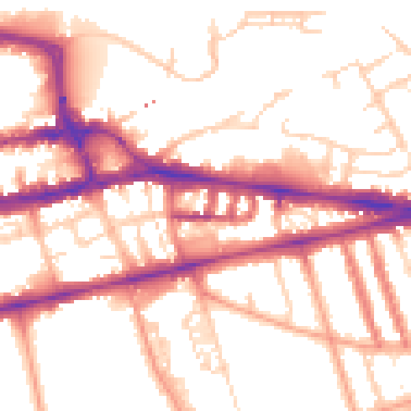 Daytime road noise heatmap for RG1 4EA