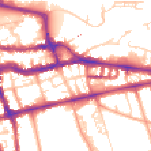 Daytime road noise heatmap for RG1 4EB