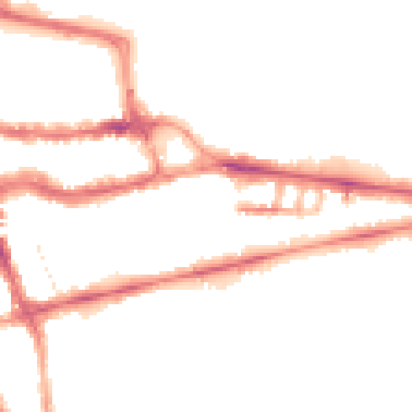 Night-time road noise heatmap for RG1 4EB