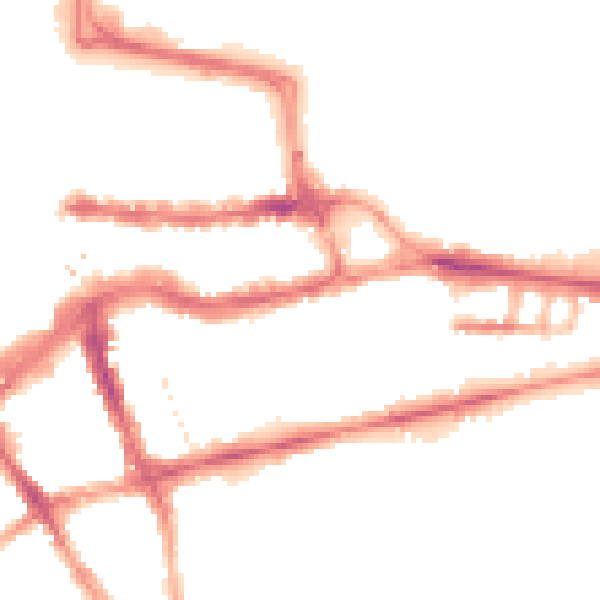 Night-time road noise heatmap for RG1 4FR