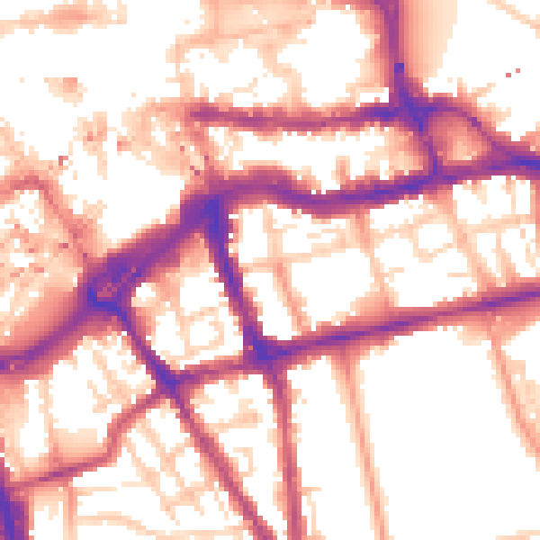 Daytime road noise heatmap for RG1 4GP