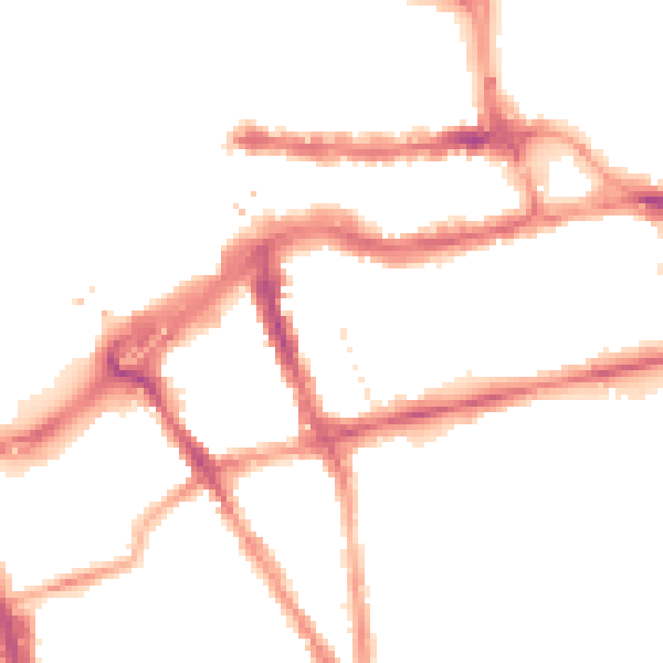 Night-time road noise heatmap for RG1 4GP
