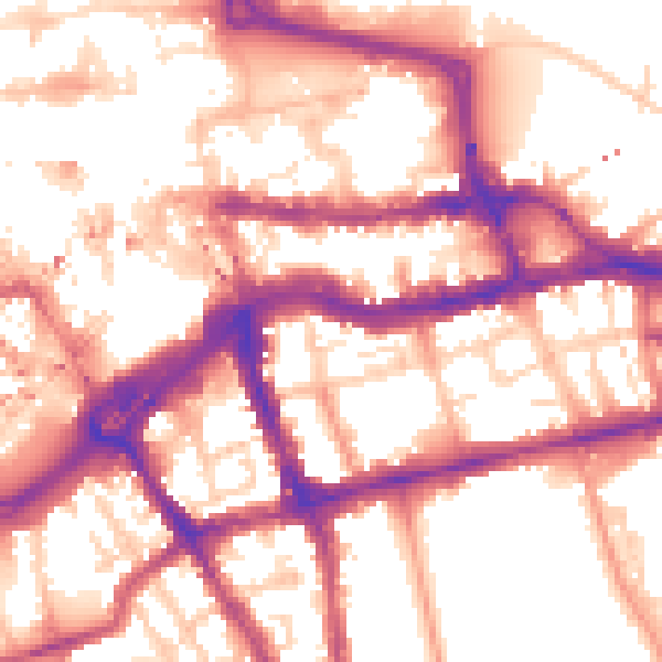 Daytime road noise heatmap for RG1 4JB