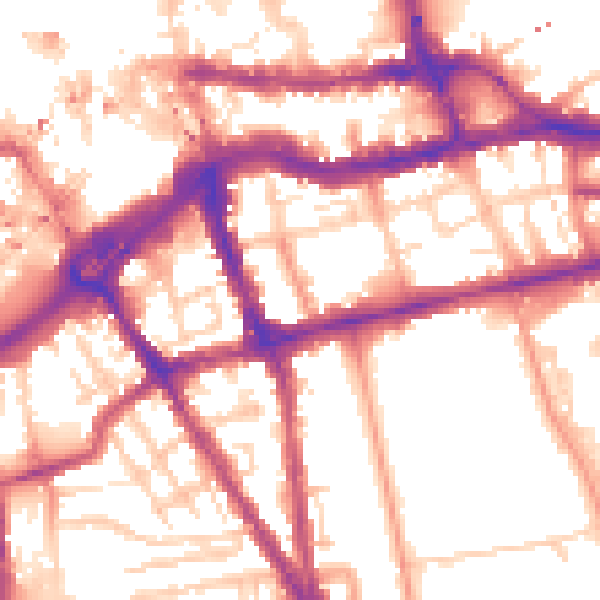 Daytime road noise heatmap for RG1 4JE