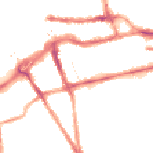 Night-time road noise heatmap for RG1 4JE