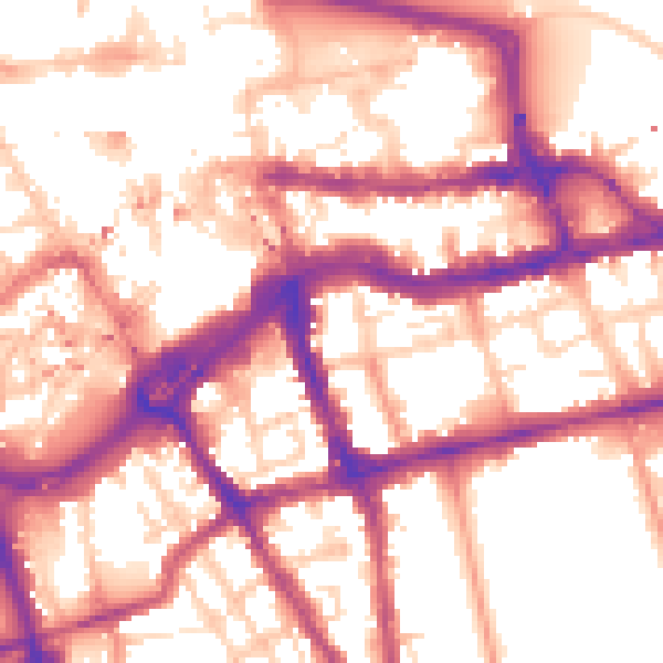 Daytime road noise heatmap for RG1 4QL