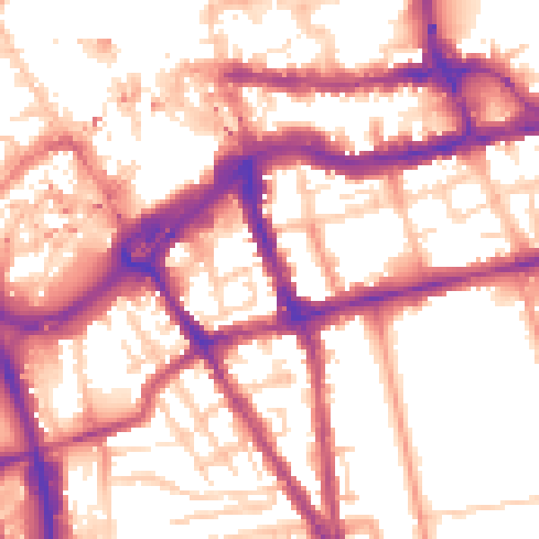 Daytime road noise heatmap for RG1 4SJ