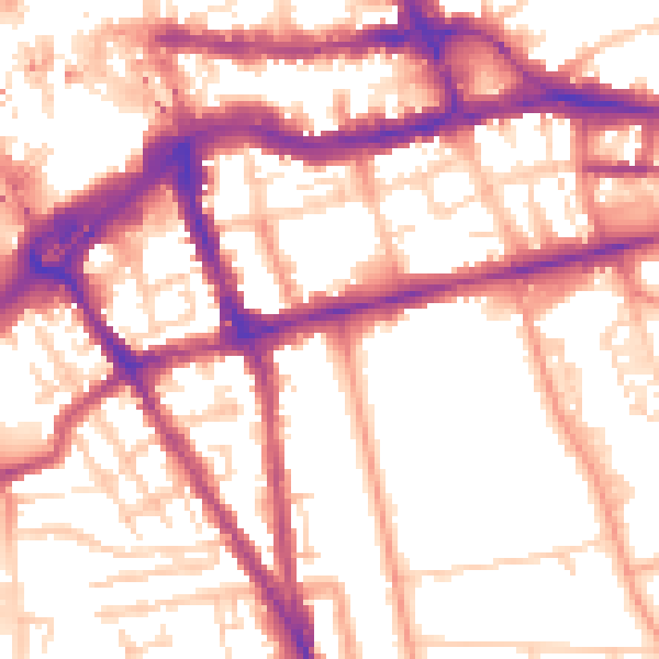 Daytime road noise heatmap for RG1 5AL