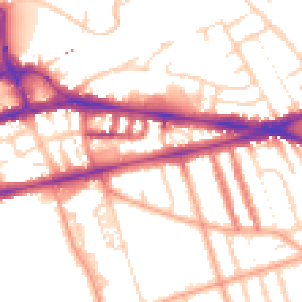 Daytime road noise heatmap for RG1 5BB