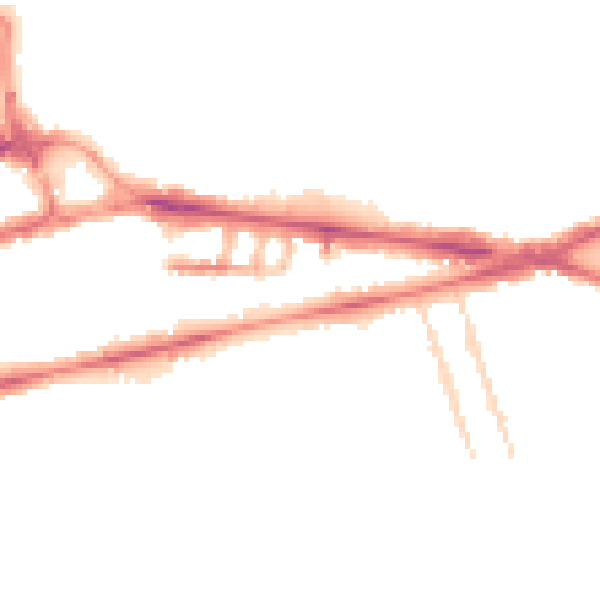 Night-time road noise heatmap for RG1 5BB