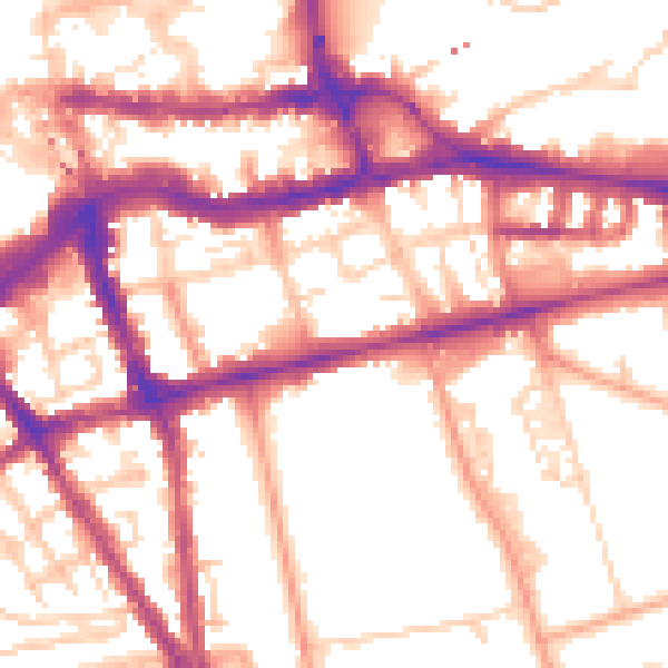 Daytime road noise heatmap for RG1 5BG