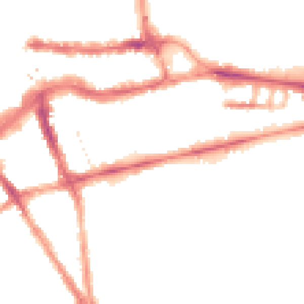 Night-time road noise heatmap for RG1 5BG