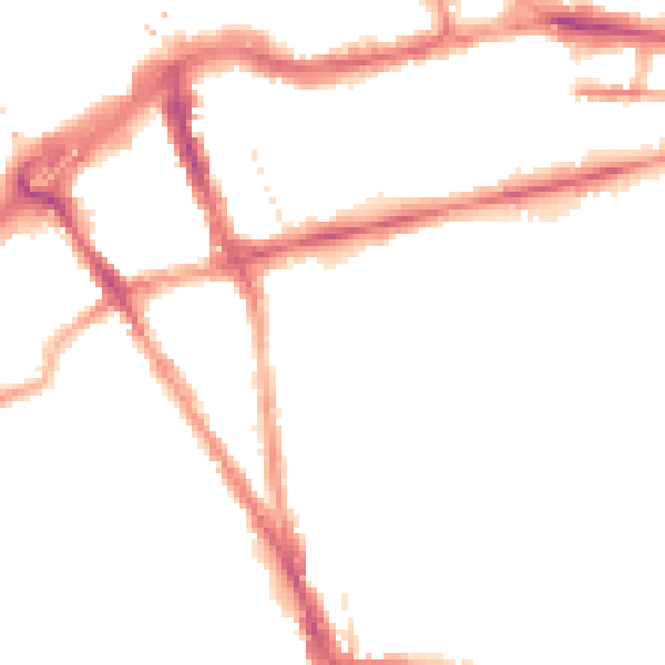 Night-time road noise heatmap for RG1 5DH