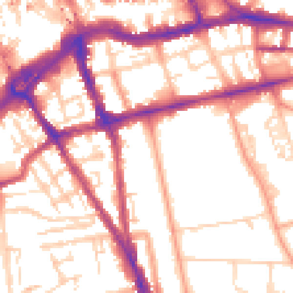 Daytime road noise heatmap for RG1 5DQ