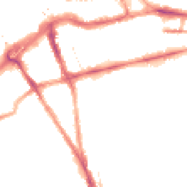 Night-time road noise heatmap for RG1 5DQ