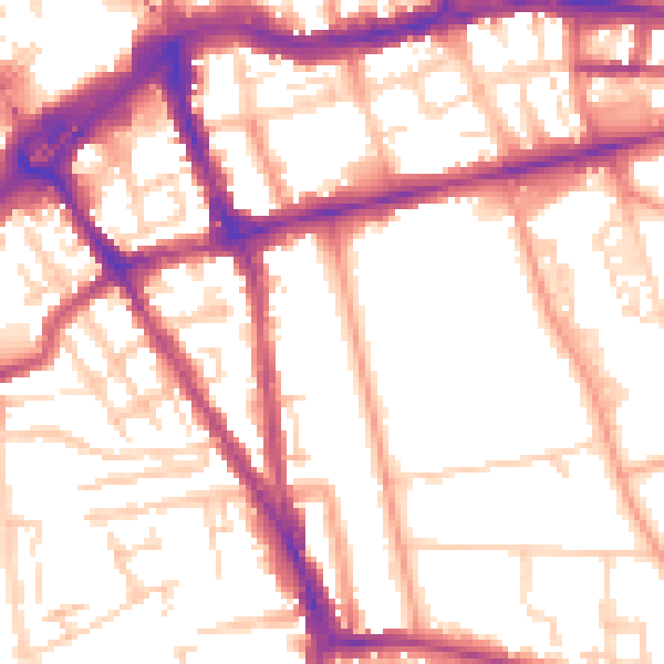 Daytime road noise heatmap for RG1 5DR