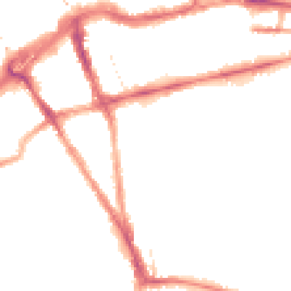 Night-time road noise heatmap for RG1 5DR