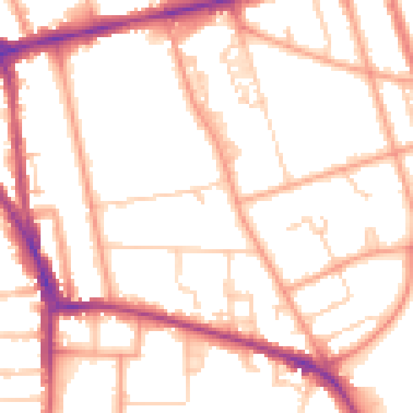 Daytime road noise heatmap for RG1 5EU