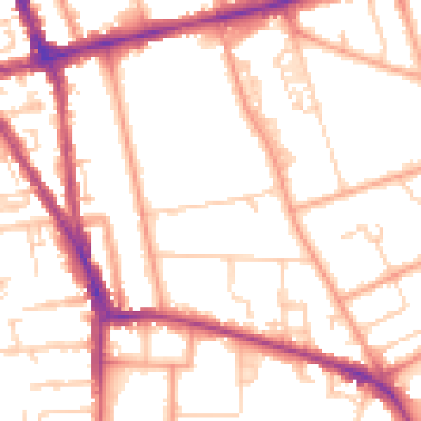 Daytime road noise heatmap for RG1 5HG