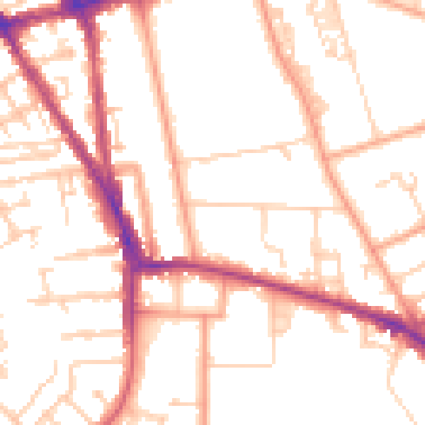 Daytime road noise heatmap for RG1 5HJ