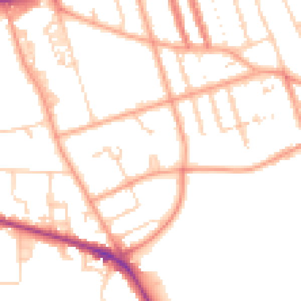 Daytime road noise heatmap for RG1 5JH