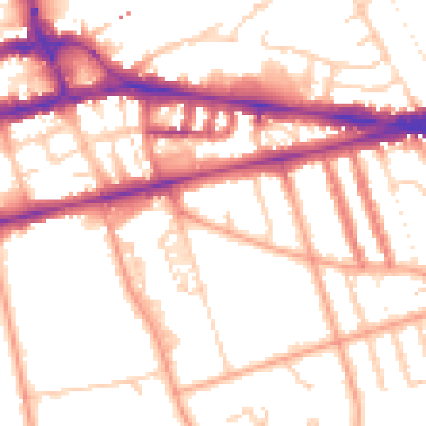 Daytime road noise heatmap for RG1 5LA