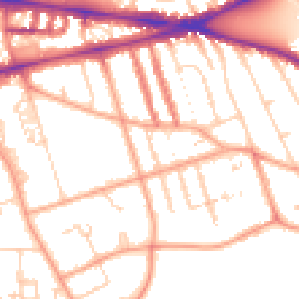 Daytime road noise heatmap for RG1 5LY