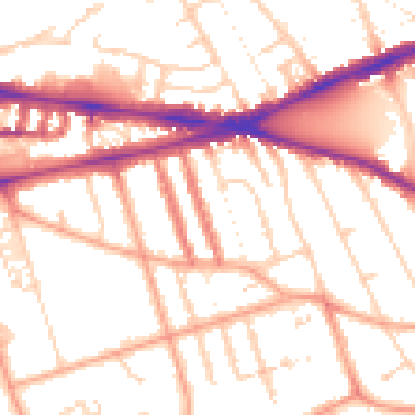 Daytime road noise heatmap for RG1 5NG