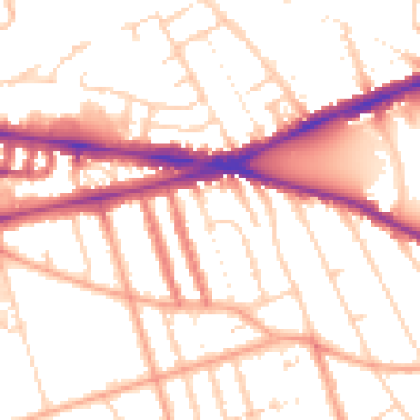 Daytime road noise heatmap for RG1 5NS