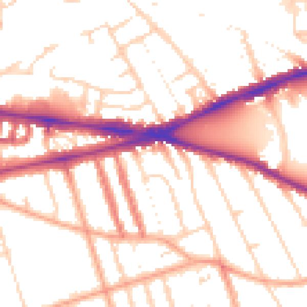 Daytime road noise heatmap for RG1 5NX