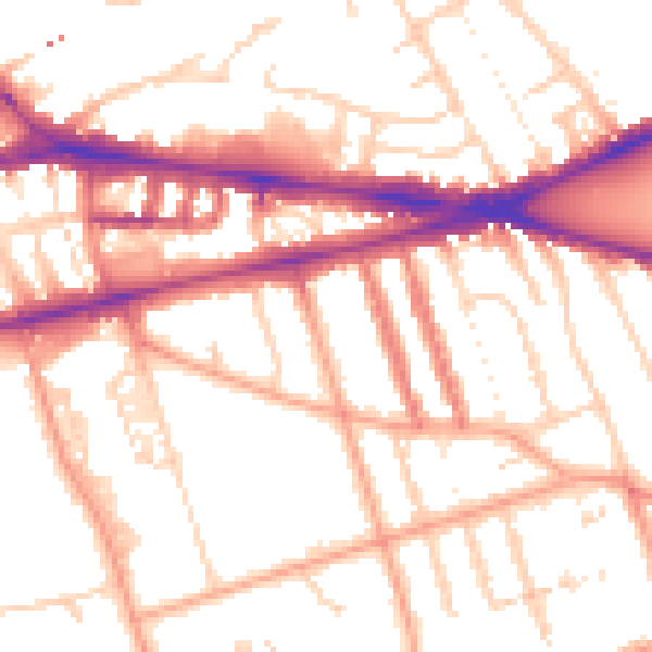 Daytime road noise heatmap for RG1 5PE